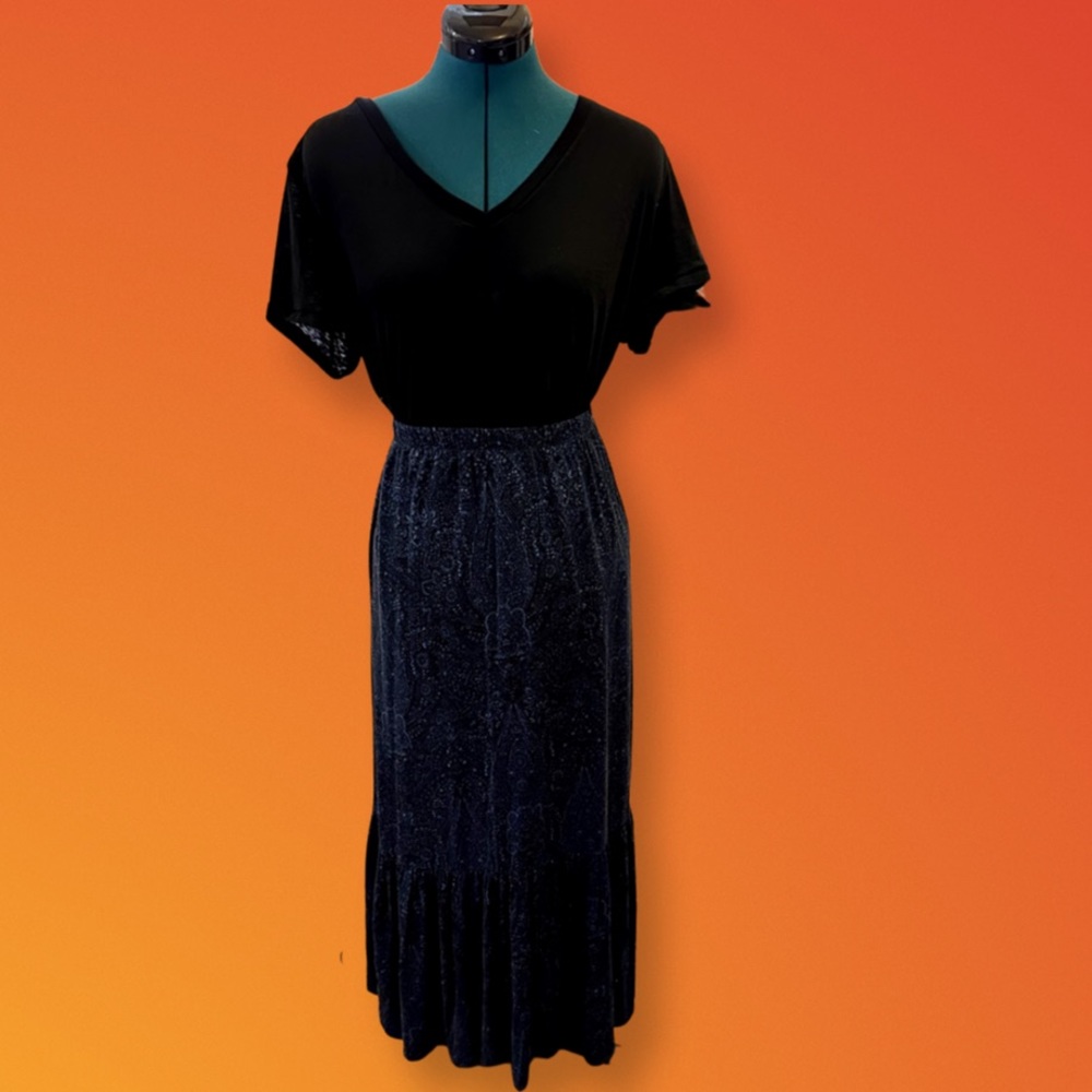 Black and Blue Boho Skirt